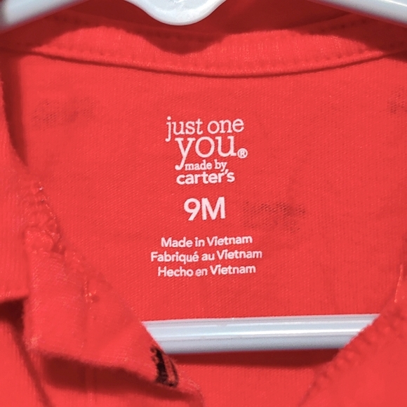 🧮6/$20 Just One You by Carter's Collared Romper Red With Firetrucks Sz. 9 mos - Picture 7 of 8